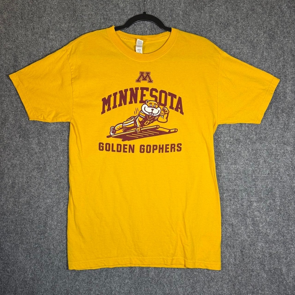 Minnesota Golden Gophers Ski U Crew T-Shirt Yellow Mens Medium M&O Gold Graphic